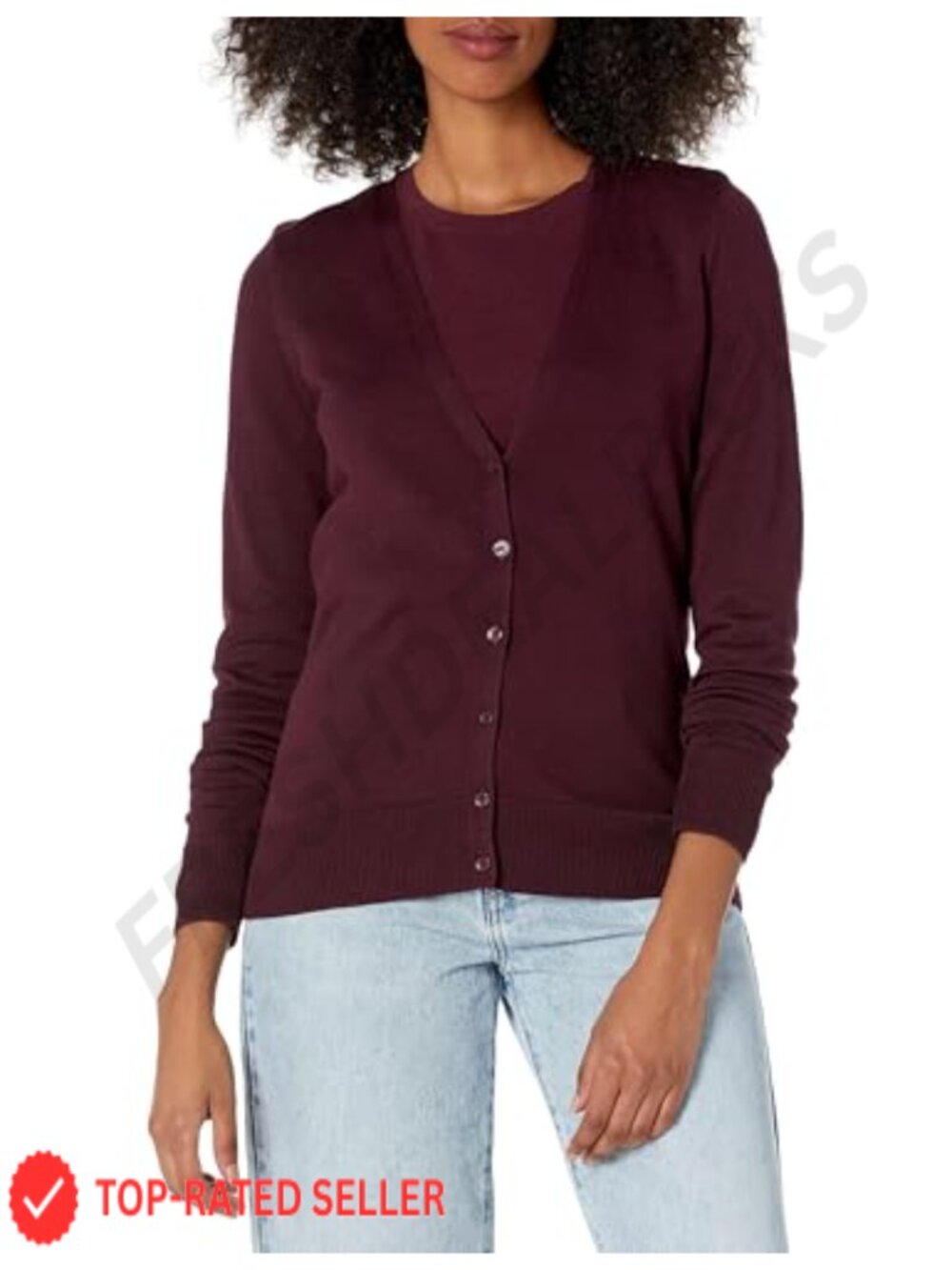 Women's Lightweight Button Front V-Neck Cardigan Sweater Long Sleeve